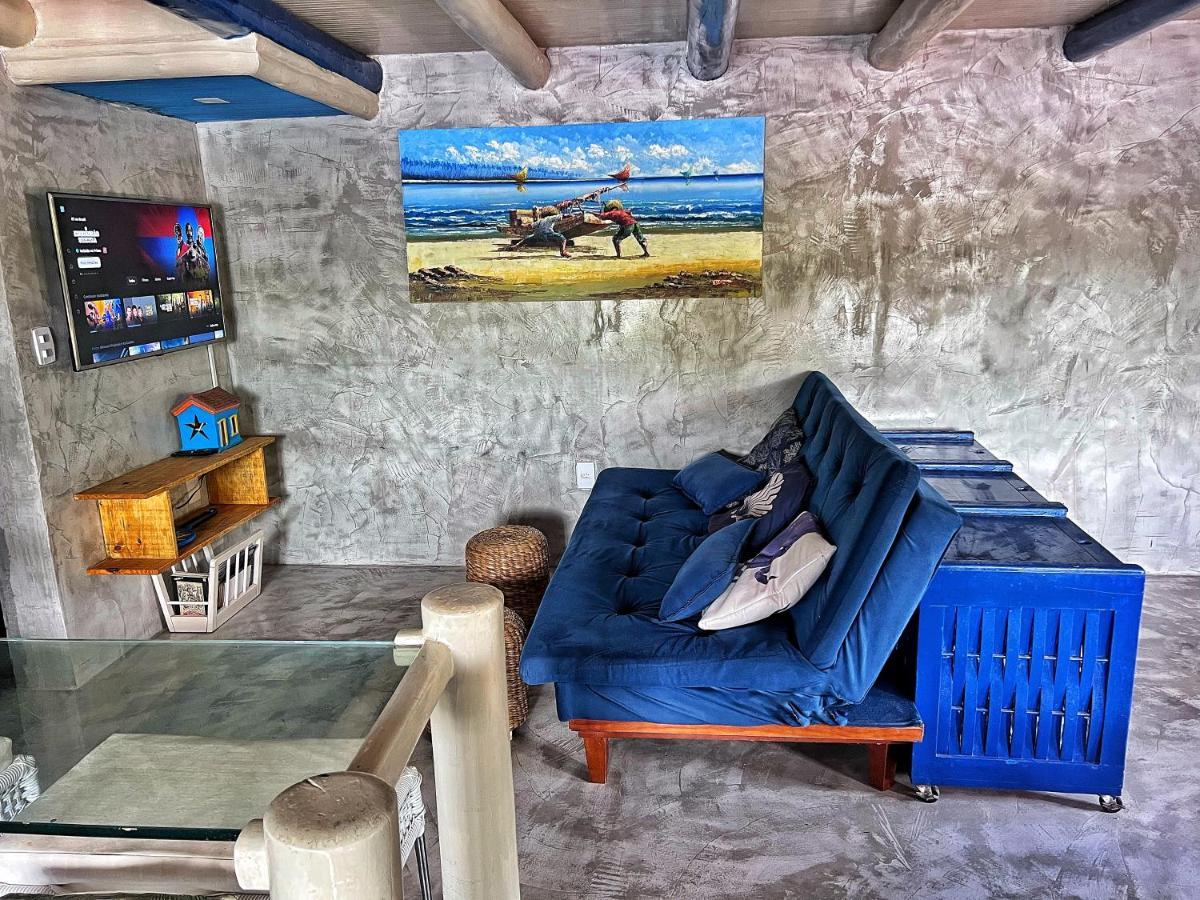 Casinha Azul na beira do Rio Caraíva Exterior foto