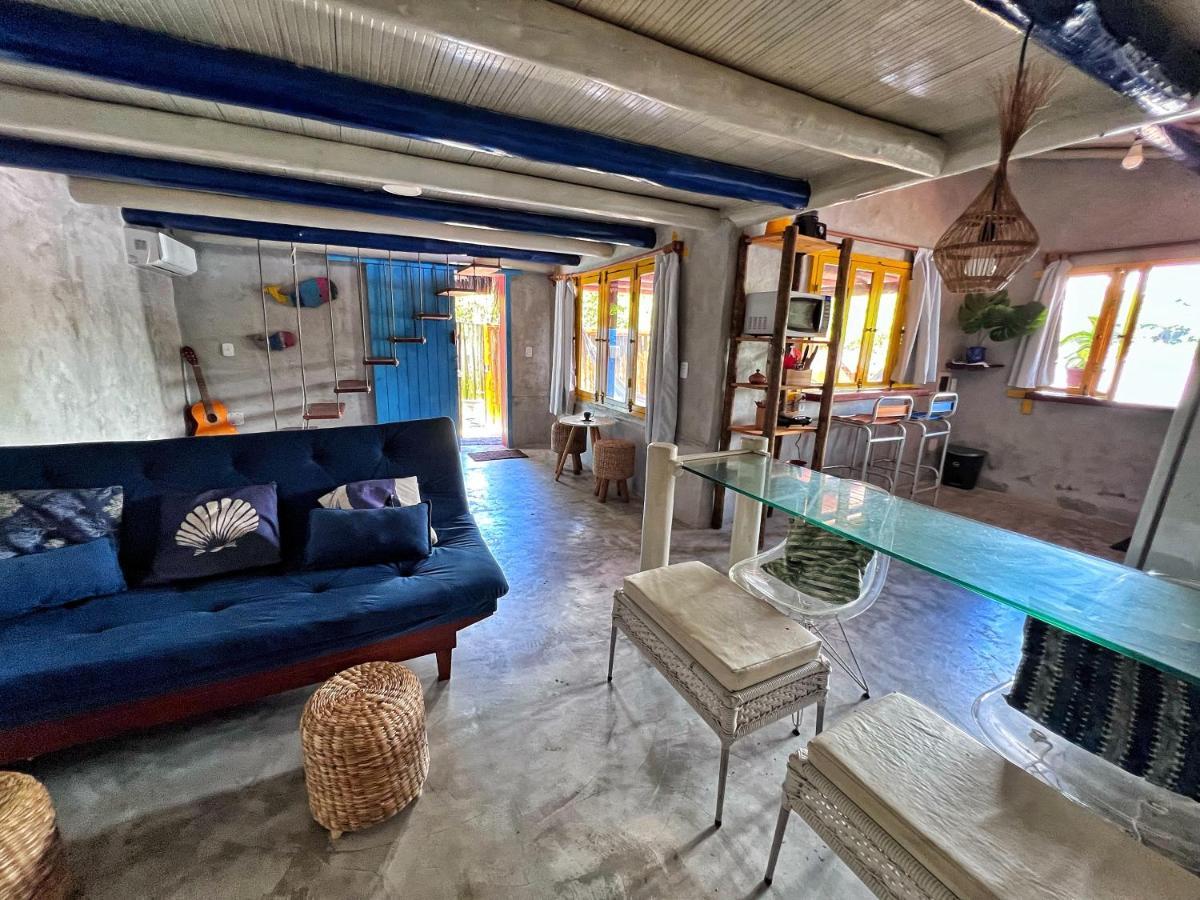Casinha Azul na beira do Rio Caraíva Exterior foto
