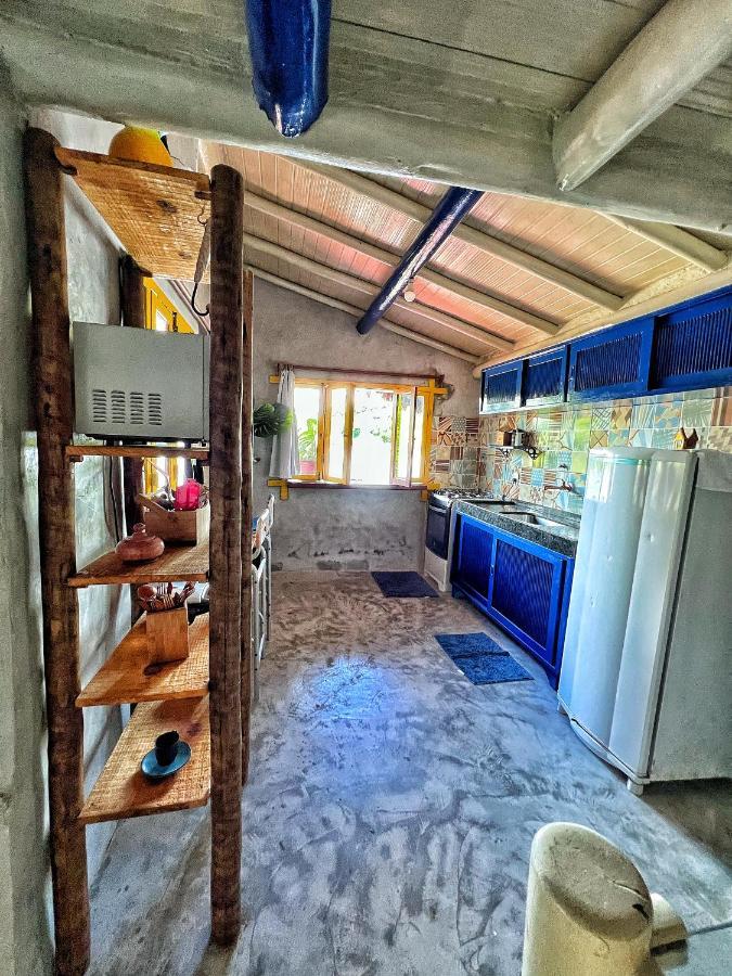 Casinha Azul na beira do Rio Caraíva Exterior foto
