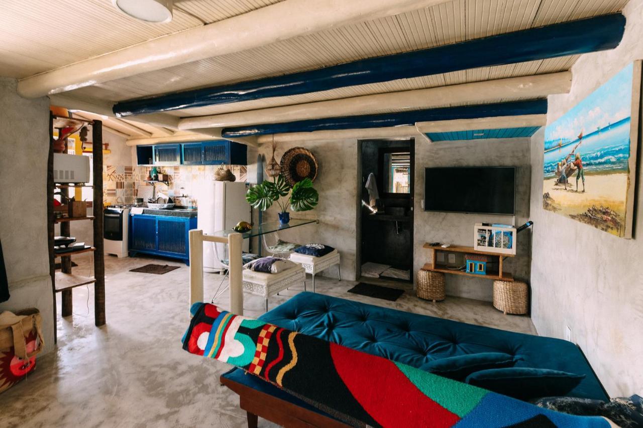 Casinha Azul na beira do Rio Caraíva Exterior foto